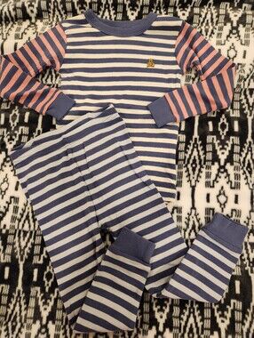 Baby Gap Kids Striped Blue & Pink Cotton Pajama Set, Size 3T